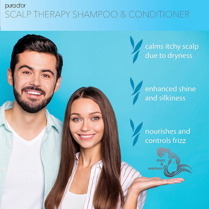 PURA_D'OR_Scalp_Therapy_Shampoo_&_Conditioner_Set_(16oz_x_2)_Dry,_Itchy_Scalp-Hydrates_&_Nourishes_Hair_w/Tea_Tree,_Peppermint,_Argan_Oil_&_Biotin,_All_Hair_Type,_Men_Women_(Packaging_Varies)