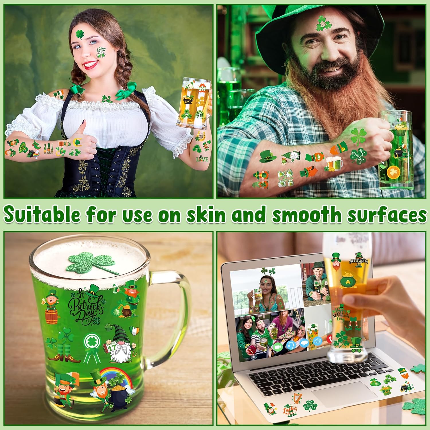 100_PCS_St_Patricks_Day_Tattoos,_Irish_Themed_St_Patricks_Day_Accessories_with_Green_Clover,_St_Patricks_Day_Temporary_Tattoos_for_St_Patricks_Day_Party_Favors_Decorations_Parade
