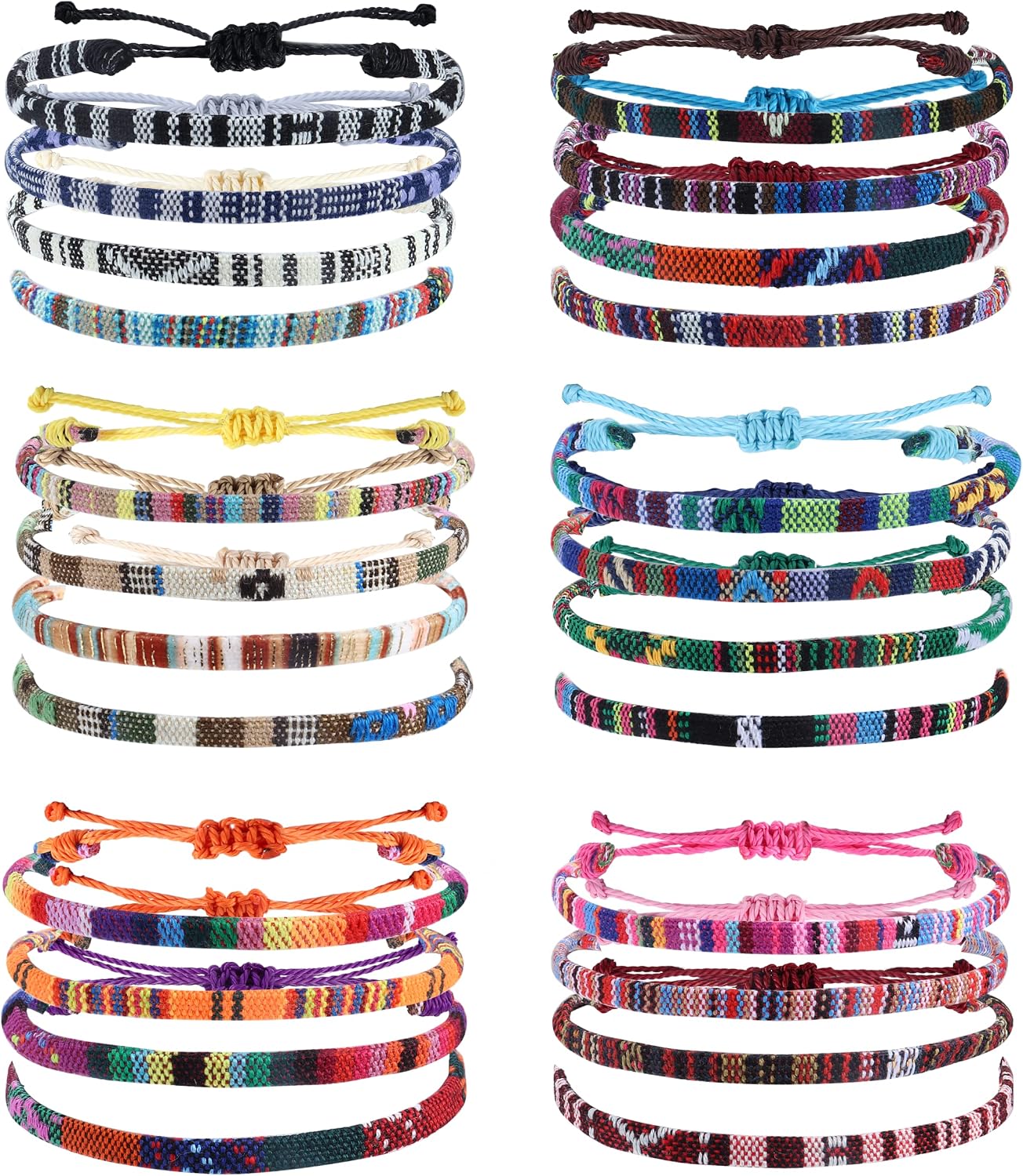 24_Pcs_Boho_Surfer_Bracelet_Anklet_Adjustable_Beaded_Anklets_Handmade_Braided_Bracelet_Colorful_Anklet_Summer_String_Rope_Ankle_Bracelets_Waterproof_Surfer_Beach_Bracelet_Boho_Jewelry_for_Women_Men