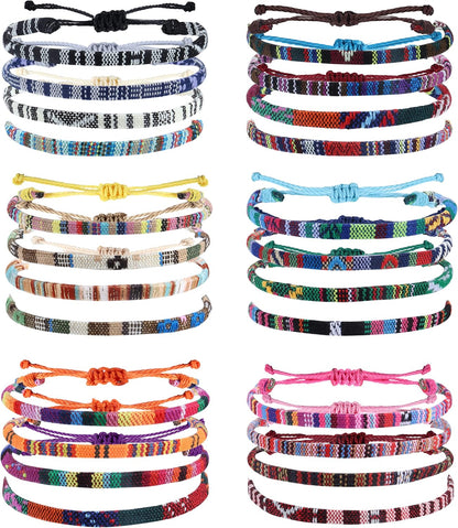 24_Pcs_Boho_Surfer_Bracelet_Anklet_Adjustable_Beaded_Anklets_Handmade_Braided_Bracelet_Colorful_Anklet_Summer_String_Rope_Ankle_Bracelets_Waterproof_Surfer_Beach_Bracelet_Boho_Jewelry_for_Women_Men