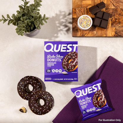 Quest_Nutrition_Bake_Shop,_Chocolate_Frosted_Donuts,_14g_Protein,_Less_than_1g_Sugar,_Protein_Snack,_Low_Sugar,_9_Count