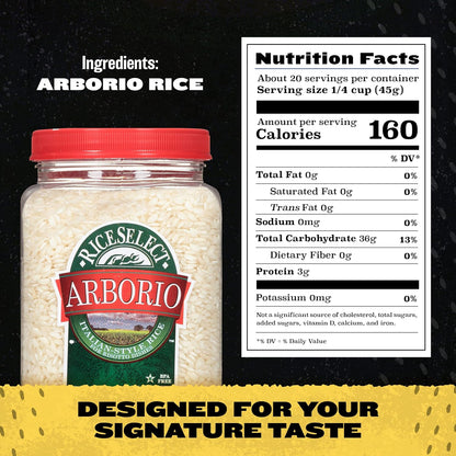 RiceSelect_Arborio_Rice_for_Italian_Risotto,_Premium_Gluten-Free_Rice,_Non-GMO,_32-Ounce_Jar,_(Pack_of_1)