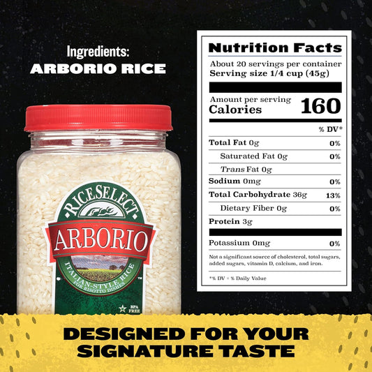 RiceSelect_Arborio_Rice_for_Italian_Risotto,_Premium_Gluten-Free_Rice,_Non-GMO,_32-Ounce_Jar,_(Pack_of_1)