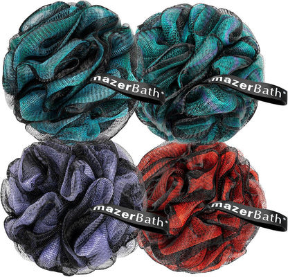 AmazerBath_Charcoal_Loofah_Sponge,_Shower_Loofah_60g/PCS_-_Body_Scrubber_Loofa_Set_of_4_-_Charcoal_Blue,_Green,_Purple_&_Red,_Bath_Sponge_for_Men_and_Women
