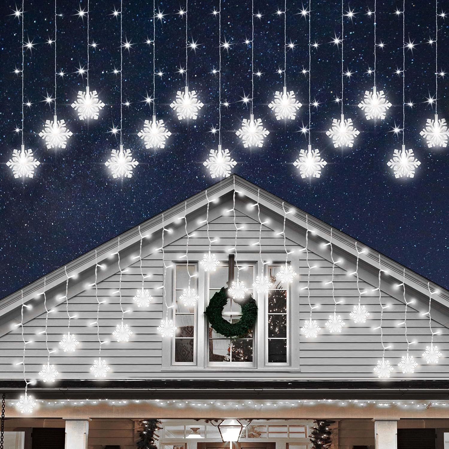 Christmas_White_Icicle_Lights_with_Snowflake,_150_LED_Curtain_Lights_with_8_Lighting_Modes,_Plug_in_Twinkle_Lights_for_Home_Christmas_Wedding_Party_Decoration