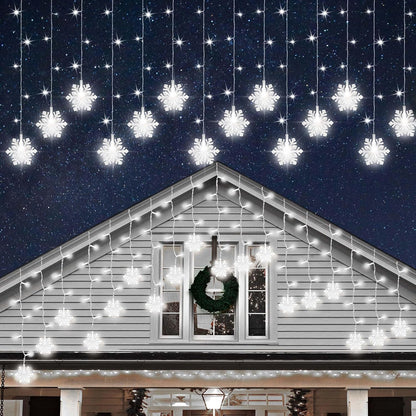 Christmas_White_Icicle_Lights_with_Snowflake,_150_LED_Curtain_Lights_with_8_Lighting_Modes,_Plug_in_Twinkle_Lights_for_Home_Christmas_Wedding_Party_Decoration