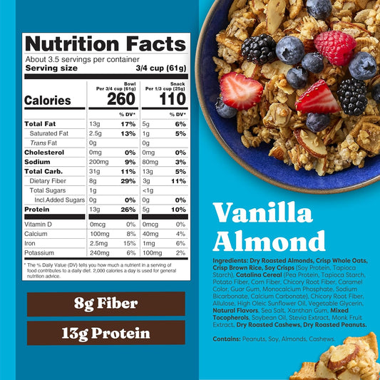 Catalina_Crunch_Protein_Granola_-_Low_Sugar_Breakfast_Cereal_with_13g_of_Protein_-_Gluten_Free,_Keto_Friendly_-_Vanilla_Almond_-_8_oz._Bag_(Pack_of_1)