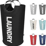DOKEHOM 90L Large Laundry Basket, Collapsible Laundry Bag, Freestanding Tall Clothes Hamper, Foldable Washing Bin