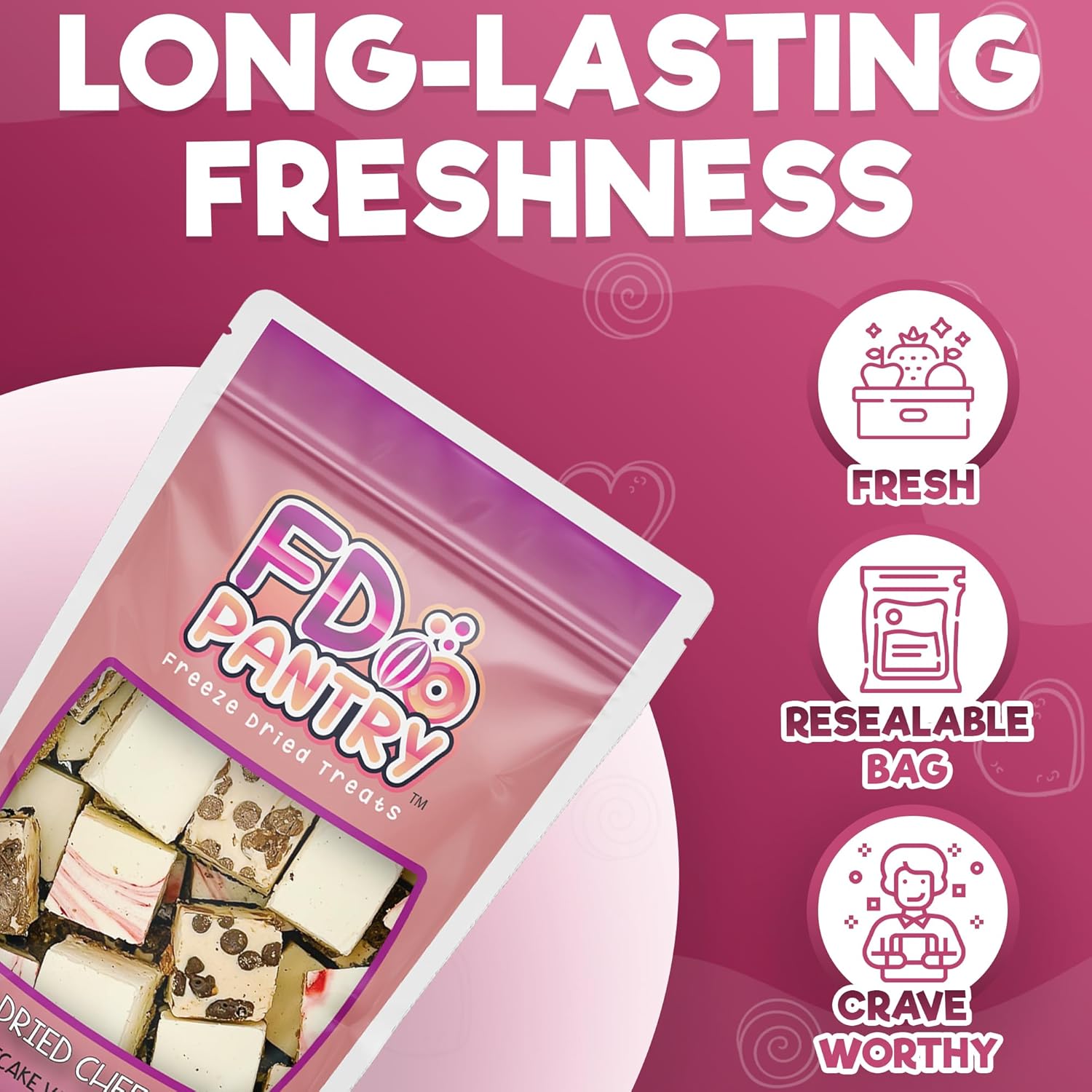 Freeze_Dried_Cheesecake_New_York_Style,_Caramel_Chocolate_Chip_and_Strawberry_Swirl_Crunchy_Treat_Resealable_Bag_4.1_oz_Cheese_Cake