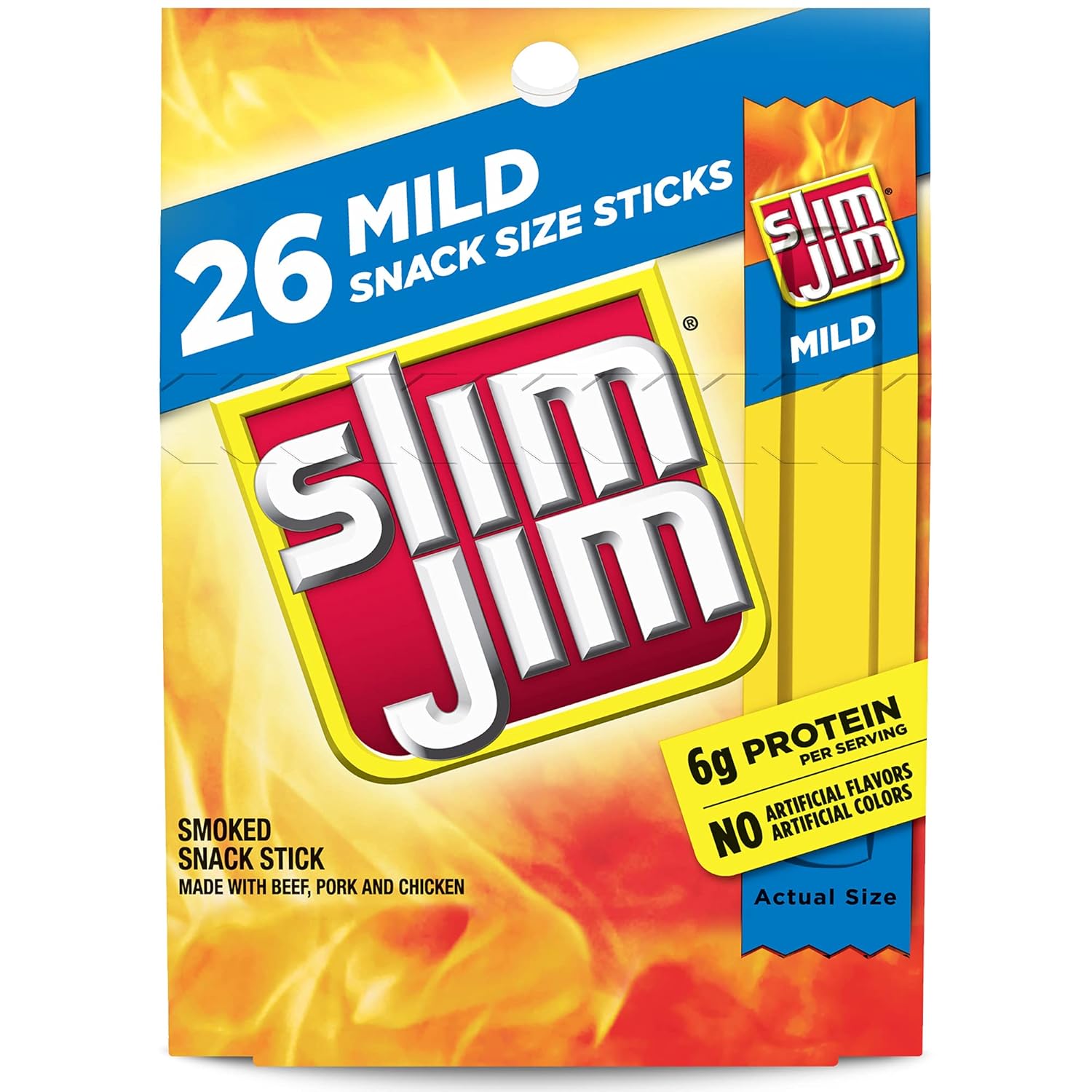 Slim_Jim_Smoked_Meat_Sticks,_Mild_Flavor,_6g_Protein_Per_Serving,_Snack_Size,_0.28_oz._(26_Count)