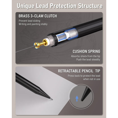 Four_Candies_Metal_Mechanical_Pencils_0.5mm,_2PCS_Mechanical_Pencils_0.5_with_Dual_Spring,_8_Tubes_HB_Lead_Refills,_2PCS_4B_Erasers_and_18PCS_Eraser_Refills,_Mechanical_Pencil_Set_for_Writing_Drawing