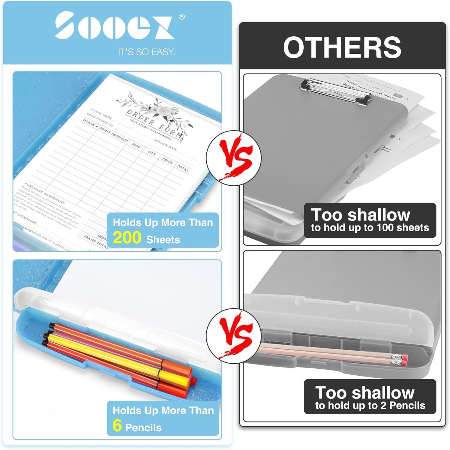 Sooez_Glitter_Clipboard_with_Storage,_High_Capacity_Storage_Clipboard_with_Pen_Holder,_Cute_Clip_Boards_8.5x11_with_Low_Profile_Clip,_Sparkle_Plastic_Clipboard_Case_Box_for_Women,_Side_Opening