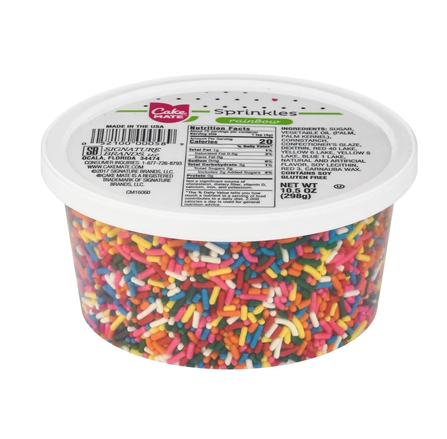 Cake_Mate_Rainbow_Sprinkles_with_resealable_lid_-_Delicious_Dessert_Sprinkles_for_Ice_Cream,_Cookies,_Baked_Goods,_Donuts_10.5_oz_Tub_(Rainbow_Jimmies)