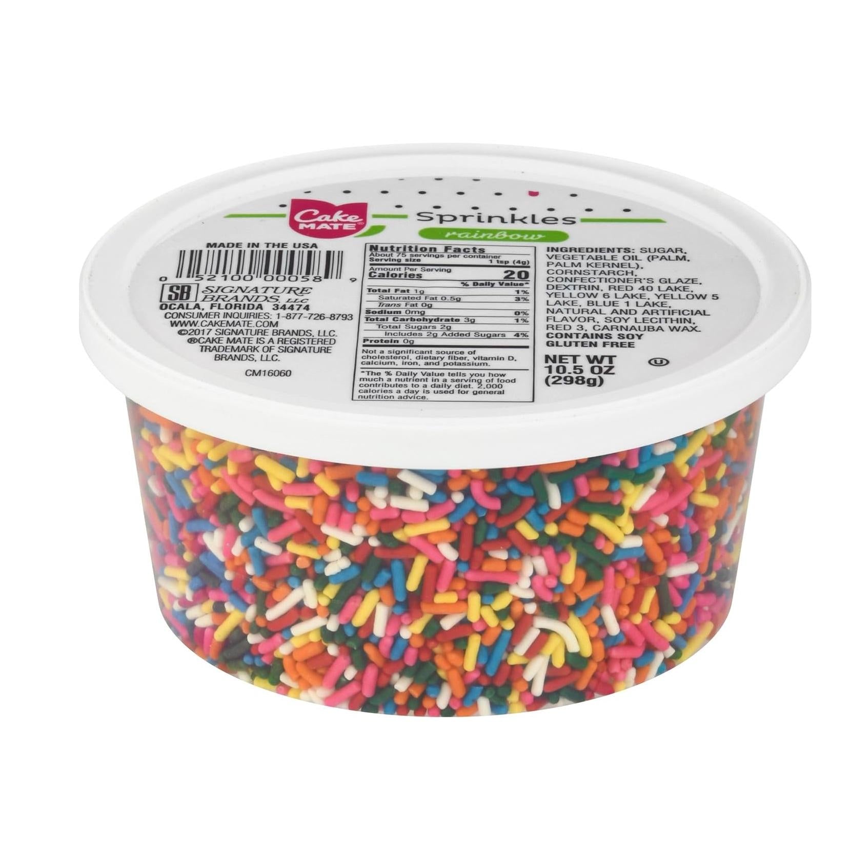 Cake_Mate_Rainbow_Sprinkles_with_resealable_lid_-_Delicious_Dessert_Sprinkles_for_Ice_Cream,_Cookies,_Baked_Goods,_Donuts_10.5_oz_Tub_(Rainbow_Jimmies)