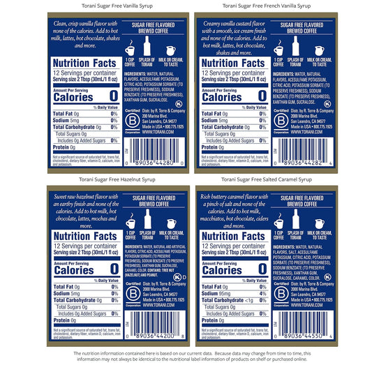 Torani_Sugar_Free_Syrup,_Coffeehouse_Variety_Pack,_12.7_Ounce_(Pack_of_4)