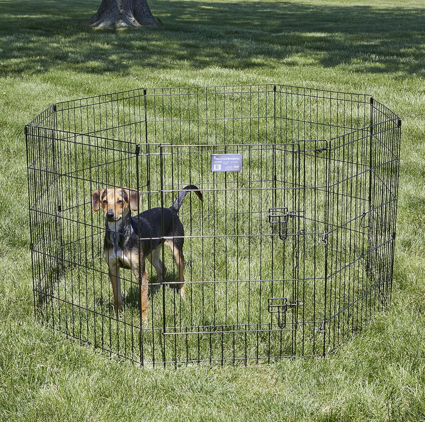 MidWest_Homes_for_Pets_30-Inch_Exercise_Pen,_for_Indoor_and_Outdoor_Use,_16_Sq_Feet_of_Play,_Single_Door_Folding_Dog_Pen,_with_Large_Door_Opening_&_Secure_Latch,_Easy_to_Set_Up,_Foldable_Dog_Playpen