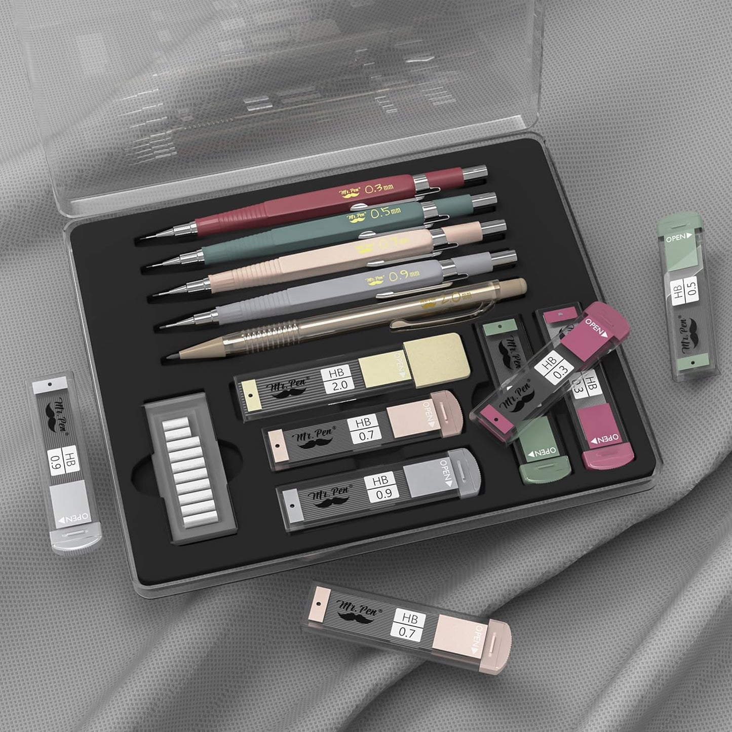 Mechanical_Pencil_Set_with_Leads_and_Eraser_Refills,_5_Sizes_-_0.3,_0.5,_0.7,_0.9_and_2_Mm,_for_Drafting,_Drawing_and_Sketching