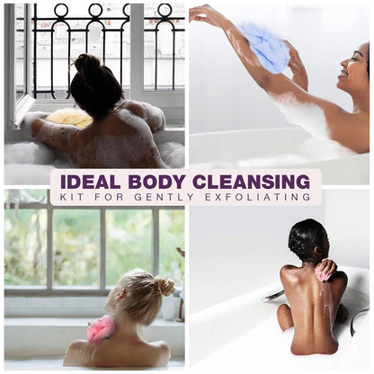 3_Pieces_Exfoliating_Washcloth_Shower_Towel_African_Net_Sponge_Japanese_Wash_Cloth_Face_Exfoliating_Sponge_Loofah_Exfoliating_Body_Scrubber_for_Body_Exfoliation