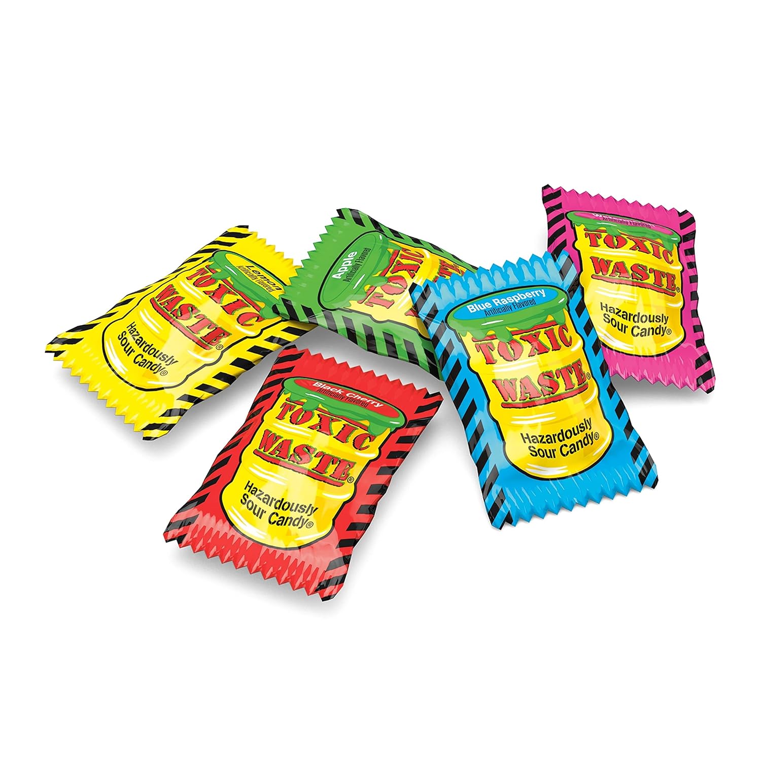1_Pound_Bag_Assortment_of_Toxic_Waste_Sour_Candy_-_5_Flavors:_Apple,_Watermelon,_Lemon,_Blue_Raspberry,_and_Black_Cherry