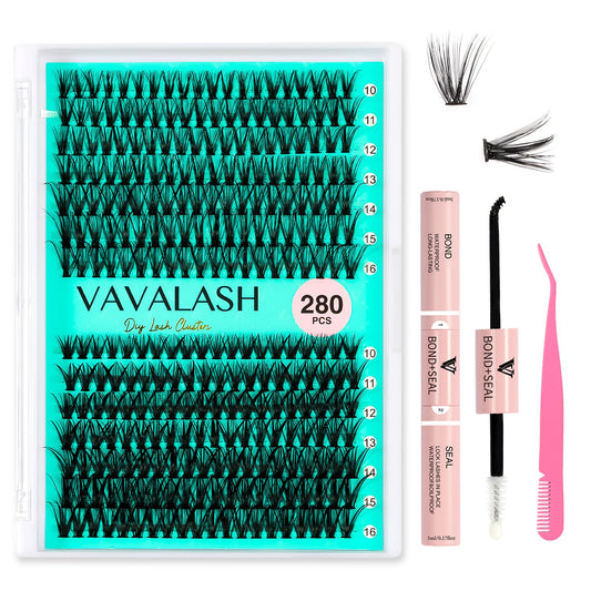 VAVALASH_DIY_Lash_Extension_Kit_with_280_Clusters_of_Individual_Lashes_-_30D_and_40D,_0.07D_-_10-16mm_Mixture_-_Lash_Clusters,_Lash_Bond,_Seal_and_Lash_Tweezer_for_Eyelash_Extensions_at_Home_-_Makeup