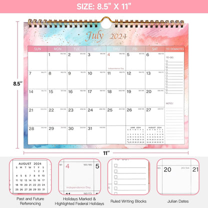 Lbylyhxc_2024-2025_Calendar_-_Includes_July_2024_to_December_2025-18_Monthly_Wall_Calendar_2024-2025,_11_x_8.5_Inches.Thick_Paper_with_Julian_Dates_and_Block_for_New_Year_and_Christmas_Presents_(2024-2025_wall_calendar_colorful)