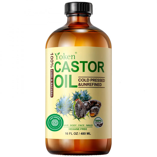 Yoken_Pure_Castor_Oil_Glass_Bottle_16_fl_oz_Natural_Cold_Pressed_Castor_oil_for_Face,_Body,_Hair,_Eyelashes_-_Hexane_Free,_Unrefined,Virgin,_Rich_Fatty_Acids_for_Castor_Oil_Pack_Skin_Moisturizer