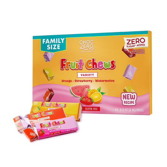 ChocZero_Fruit_Chews,_New_&_Improved_Recipe,_Sugar_Free_Keto_Taffy_Candy,_Orange,_Strawberry,_Watermelon_Flavors,_8_oz