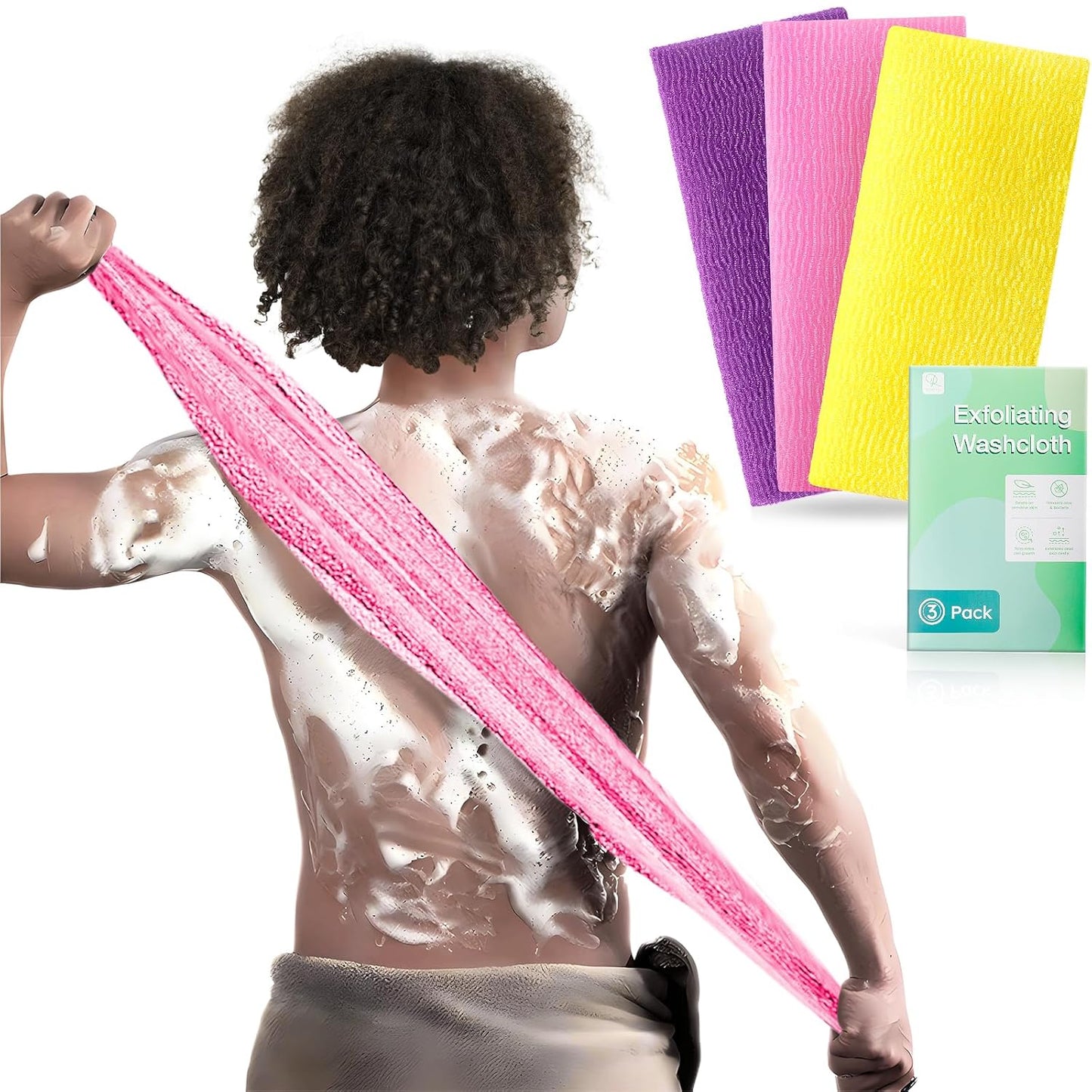 3_Pieces_Exfoliating_Washcloth_Shower_Towel_African_Net_Sponge_Japanese_Wash_Cloth_Face_Exfoliating_Sponge_Loofah_Exfoliating_Body_Scrubber_for_Body_Exfoliation