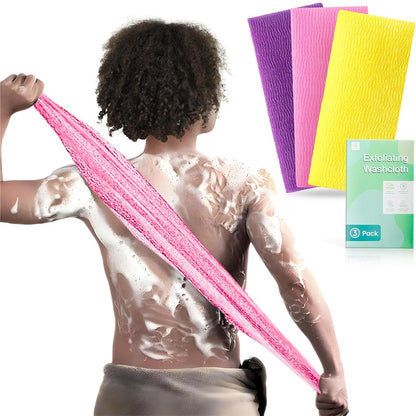 3_Pieces_Exfoliating_Washcloth_Shower_Towel_African_Net_Sponge_Japanese_Wash_Cloth_Face_Exfoliating_Sponge_Loofah_Exfoliating_Body_Scrubber_for_Body_Exfoliation