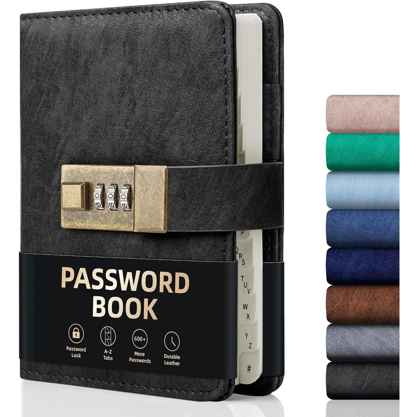 WEMATE_Password_Book_with_Lock,_Password_Book_with_Alphabetical_Tabs_600+_Password_Spaces,_Password_Logbook_with_Lock,_Password_Keeper_for_Computer_4.33_X_6.18_Inch