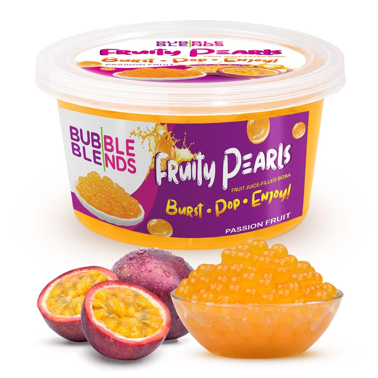 Bubble_Blends_Passion_Fruit_Popping_Boba_(1lb_/_16oz)_-_Popping_Pearls_Non-Dairy,_100%_Fat-Free_-_Real_Fruit_Juice_-_Bursting_Boba_Pearls_for_Bubble_Tea_and_Boba_Drink_(4.5_Servings)