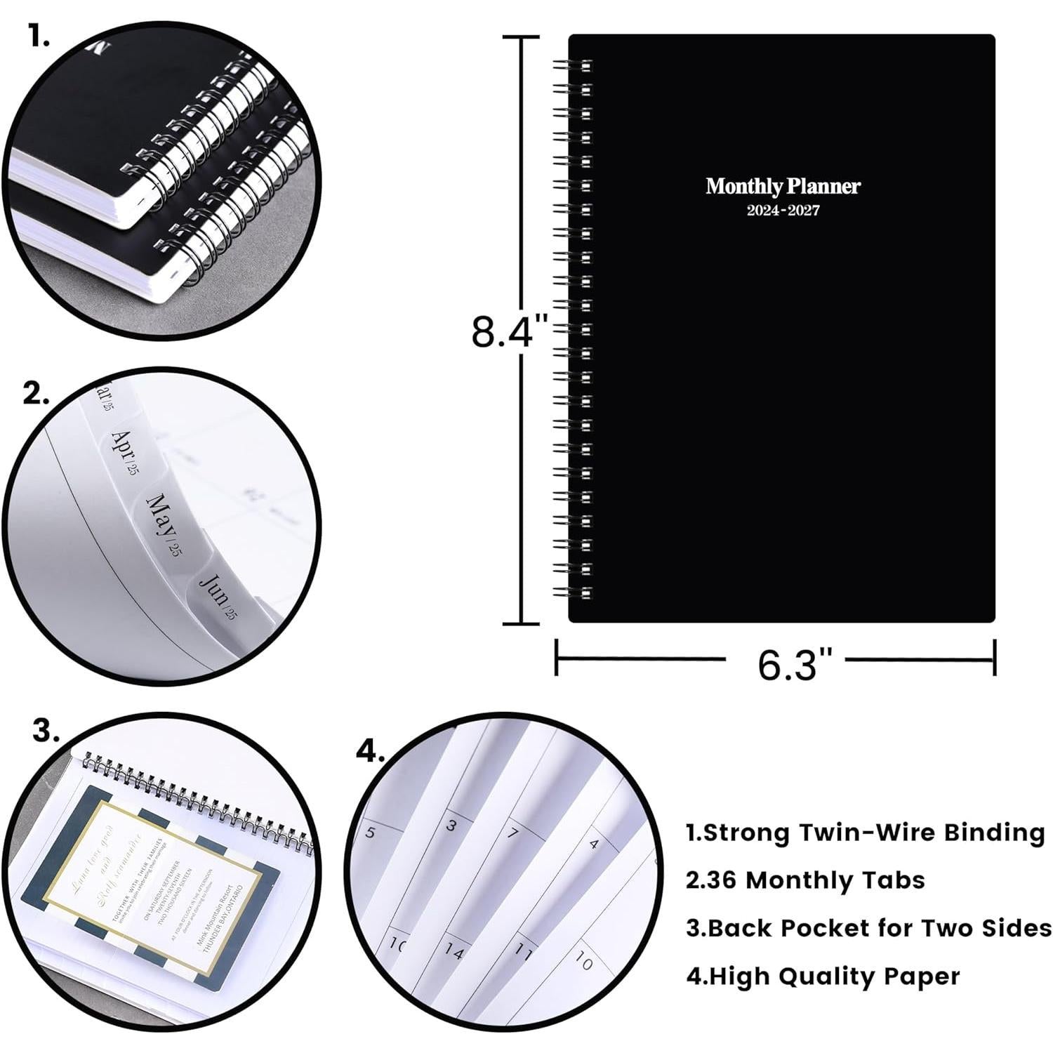 2024-2027_Monthly_Planner/Calendar_-_3_Year_Monthly_Planner_2024-2027,_Jul_2024_-_Jun_2027,_6.3"_x_8.4",_36_Monthly_Planner_with_Tabs,_30_Notes_Pages,_Double-side_Pocket,_Holidays