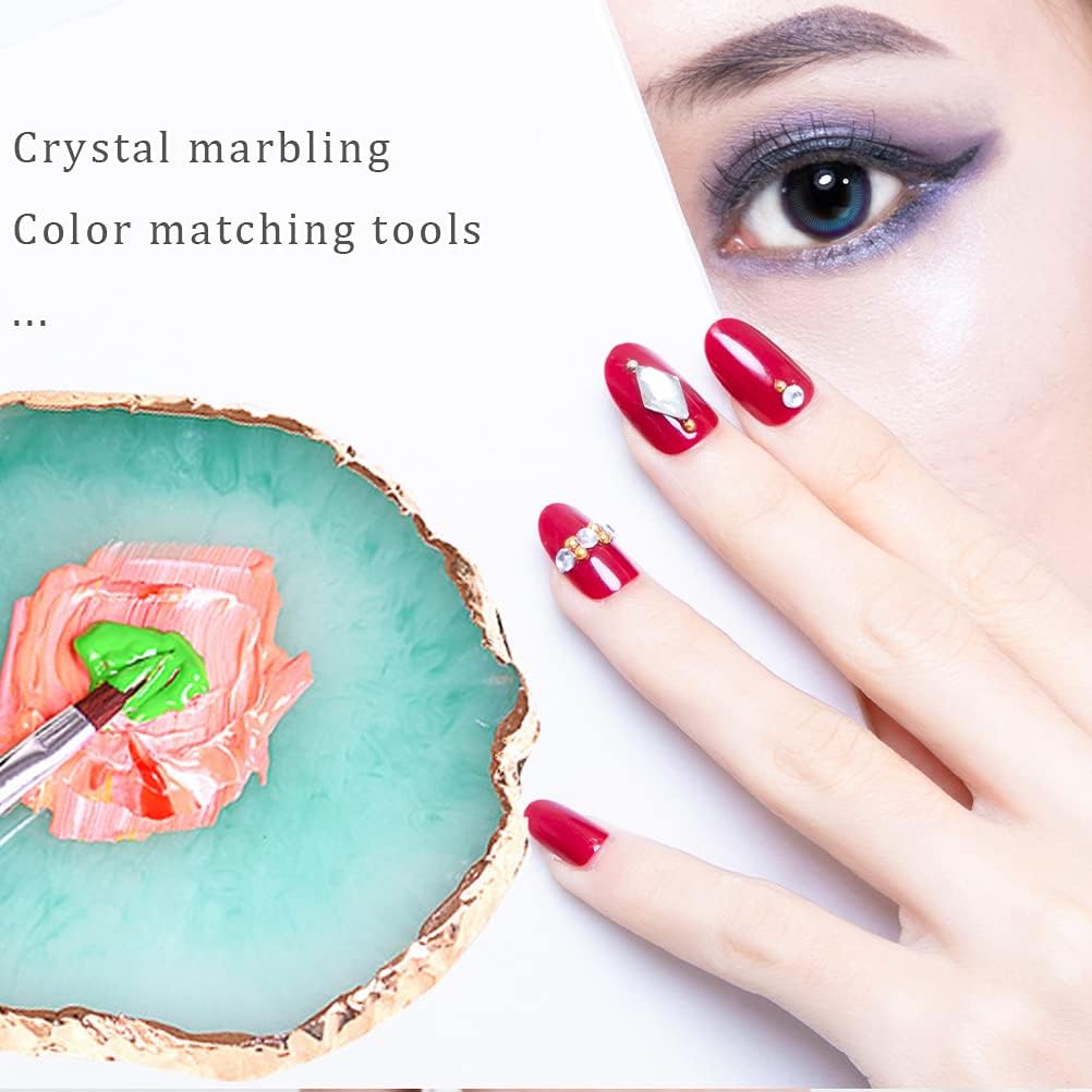 2_Pcs_Resin_Nail_Art_Palette,_Nail_Art_Painting_Palettes_Gold_Edge_Nail_Holder_Nail_Art_Display_Board