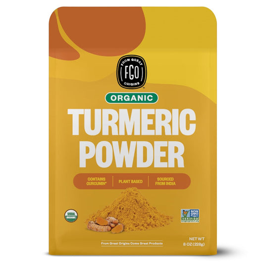 FGO_Organic_Turmeric_Powder_w/Curcumin,_8oz_Resealable_Pouch,_USDA_and_Non-GMO,_Sourced_from_India,_Packaging_May_Vary_(Pack_of_1)