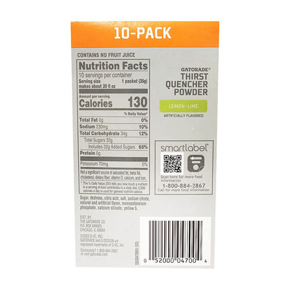 Gatorade_Thirst_Quencher_Powder_1.23oz_Packets_Lemon-Lime_10-Pack_Instant_Hydration_for_Athletes_20oz_Per_Pack_130_Calories