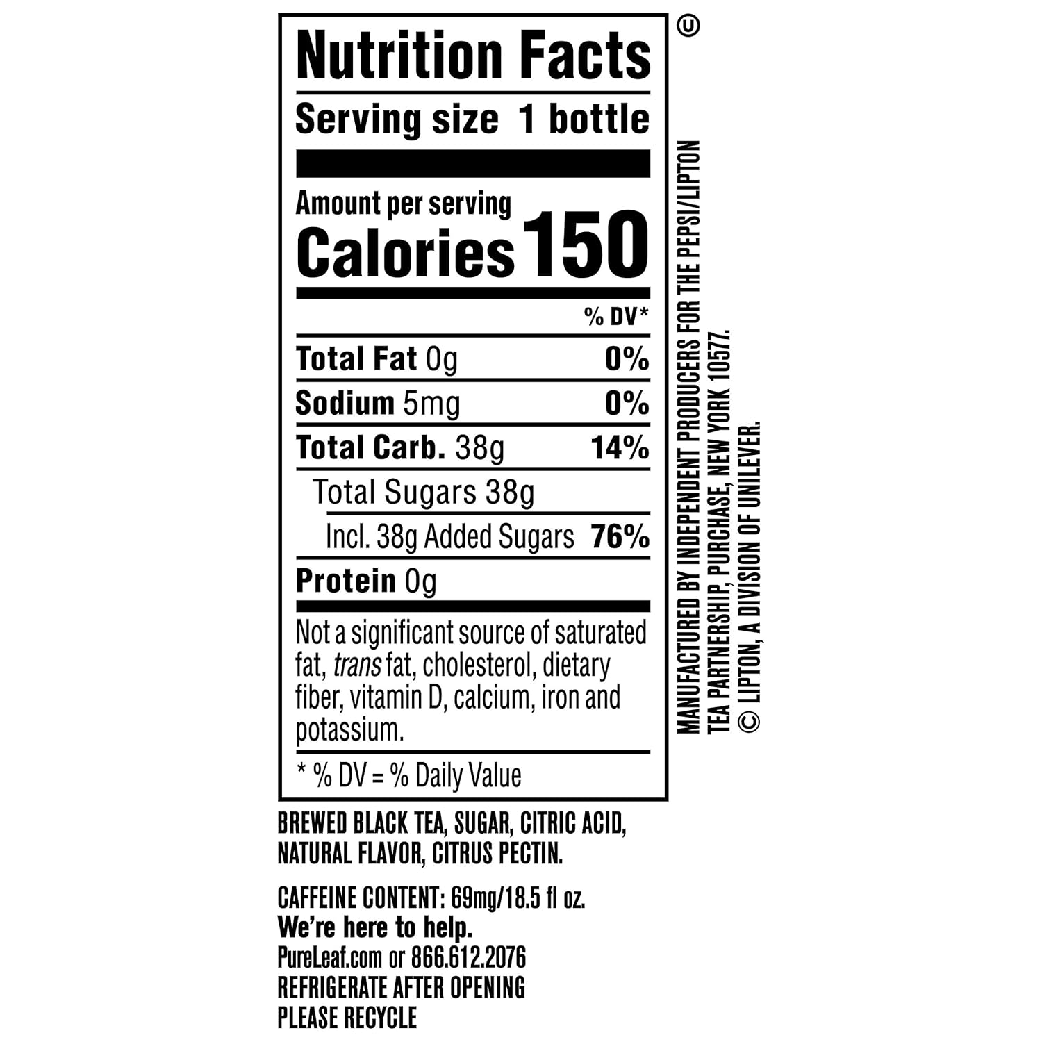 Pure_Leaf_Iced_Tea,_Sweetened,_Real_Brewed_Black_Tea,_Lemon,_18.5_Fl_Oz_(Pack_of_12)