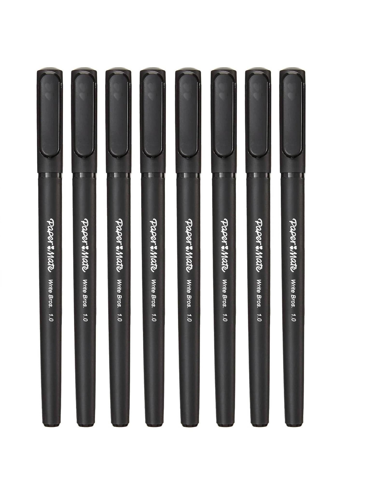 Paper_Mate_Write_Bros_Ballpoint_Stick_Pen,_Black_Ink_with_Barrel,_1mm_Medium_Point_-_8_Pack_(2140570)