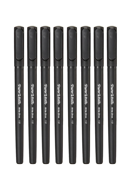 Paper_Mate_Write_Bros_Ballpoint_Stick_Pen,_Black_Ink_with_Barrel,_1mm_Medium_Point_-_8_Pack_(2140570)