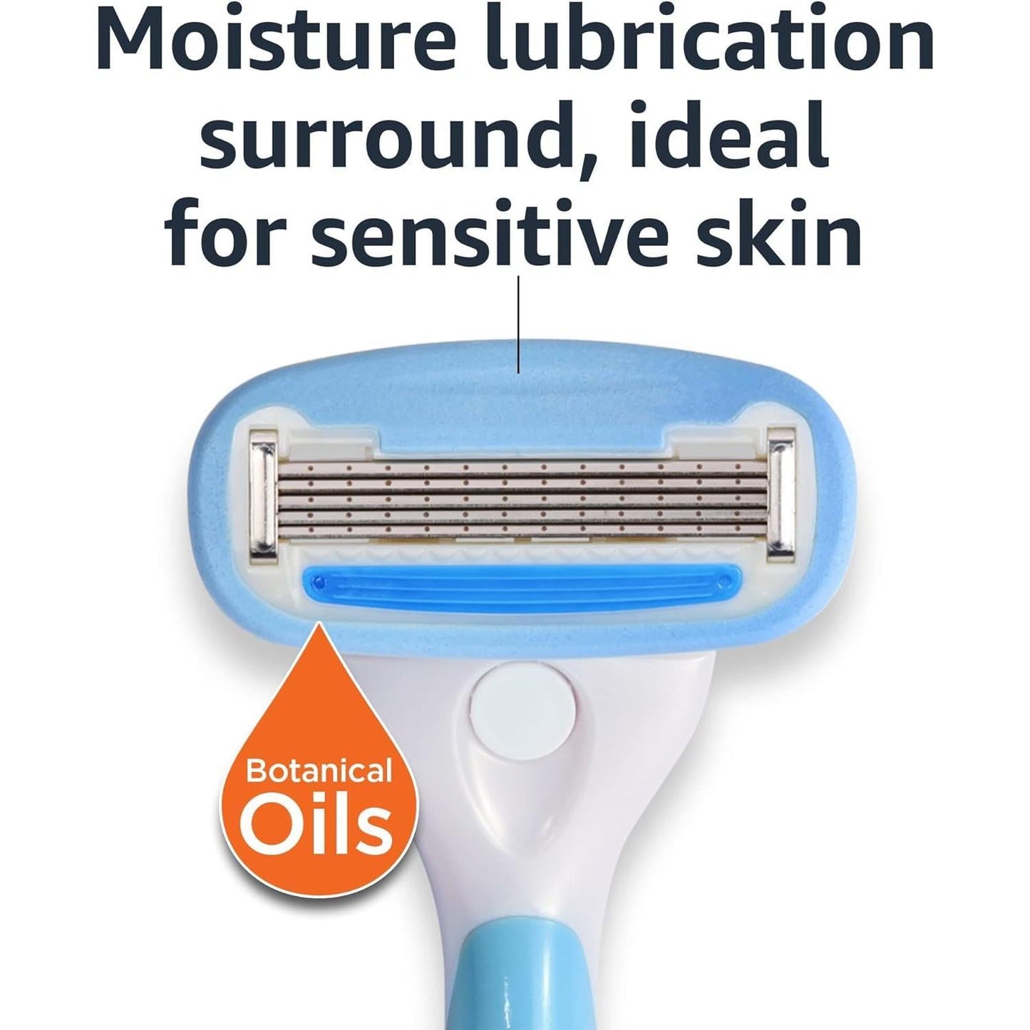 Basics_5-Blade_Razor_for_Women,_Handle,_12_Cartridges_&_Shower_Hanger_(Cartridges_fit_Basics_Razor_Handles_only)_14_Piece_Set,_Blue