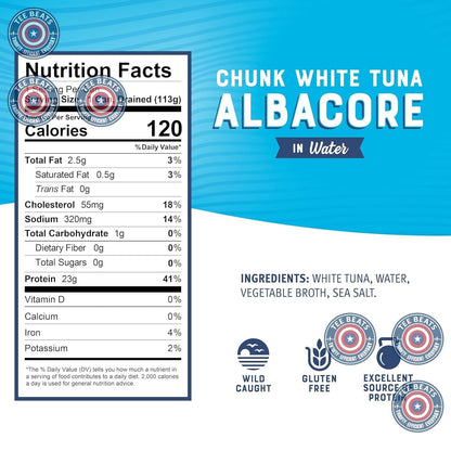 Bumble_Bee_Chunk_White_Albacore_Tuna_in_Water,_5_oz_Can_(Pack_of_4)_-_Wild_Caught_Tuna_-_23g_Protein_per_Serving,_High_in_Omega-3s_-_Non-GMO_Project_Verified,_Gluten_Free,_Kosher