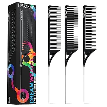 Framar_Dreamweaver_Highlight_Comb_Set_–_Combs_for_Hair_Stylist,_Highlighting_Comb,_Hair_Dye_Comb,_Hair_Highlighter_Comb_with_Metal_Pick,_Balayage_Comb