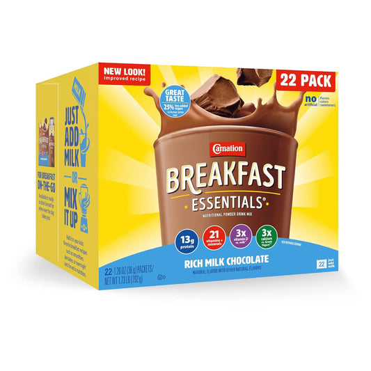 Carnation_Breakfast_Essentials_Powder_Drink_Mix,_Rich_Milk_Chocolate,_1.26_Ounce,_Pack_of_22_Vitamin_Beverage_Flavor