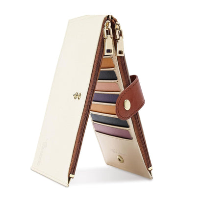 Travelambo_Womens_Wallet_Slim_RFID_Blocking_Bifold_Credit_Card_Holder_Wallet_with_16_Card_Slots,_2_Zippered_Pockets