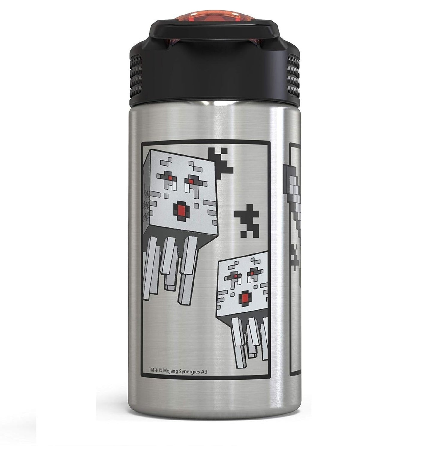 Zak_Designs_Minecraft_-_Stainless_Steel_Water_Bottle_with_One_Hand_Operation_Action_Lid_and_Built-in_Carrying_Loop,_with_Straw_Spout_is_Perfect_for_Kids_(15.5_oz,_18/8,_BPA-Free)_Drinkware_Cup_Tumbler_Portable_Bottled_Washable_Reusable_Mug_Flasks