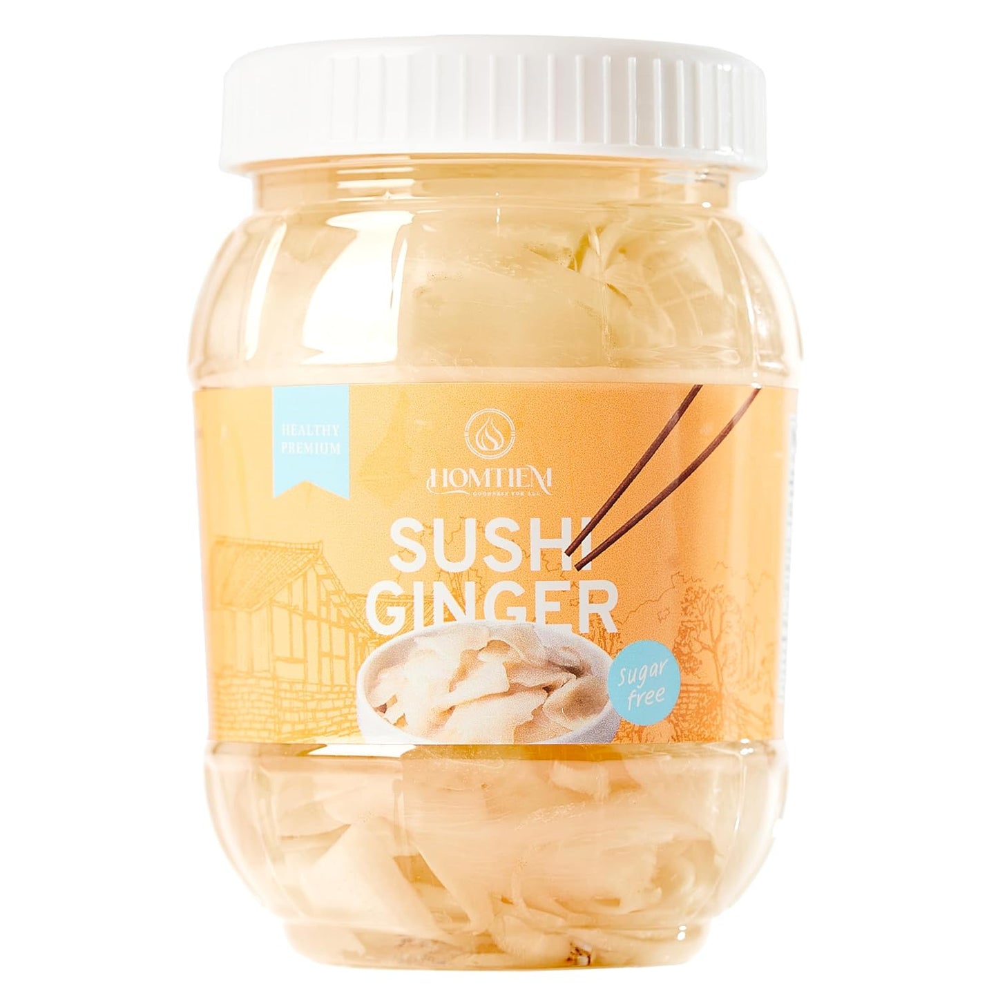 Homtiem_Pickled_Sushi_Ginger_(12_OZ)(1_Jar)_Japanese_White_Young_Gari_Ginger,_Sweeteners_from_Stevia,_Healthy_and_Natural,_No_Coloring,_Fat_Free,_Sugar_MSG,_Perfect_for_Rice