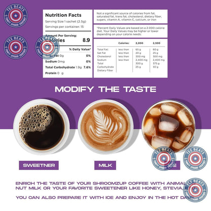 Shroomzup_Mushroom_Coffee_Instant_-_15_Single_Serve_Packets_with_4_Mushrooms_Lion’s_Mane,_Reishi_Chaga_Cordyceps_Vegan_Nootropic_for_Energy