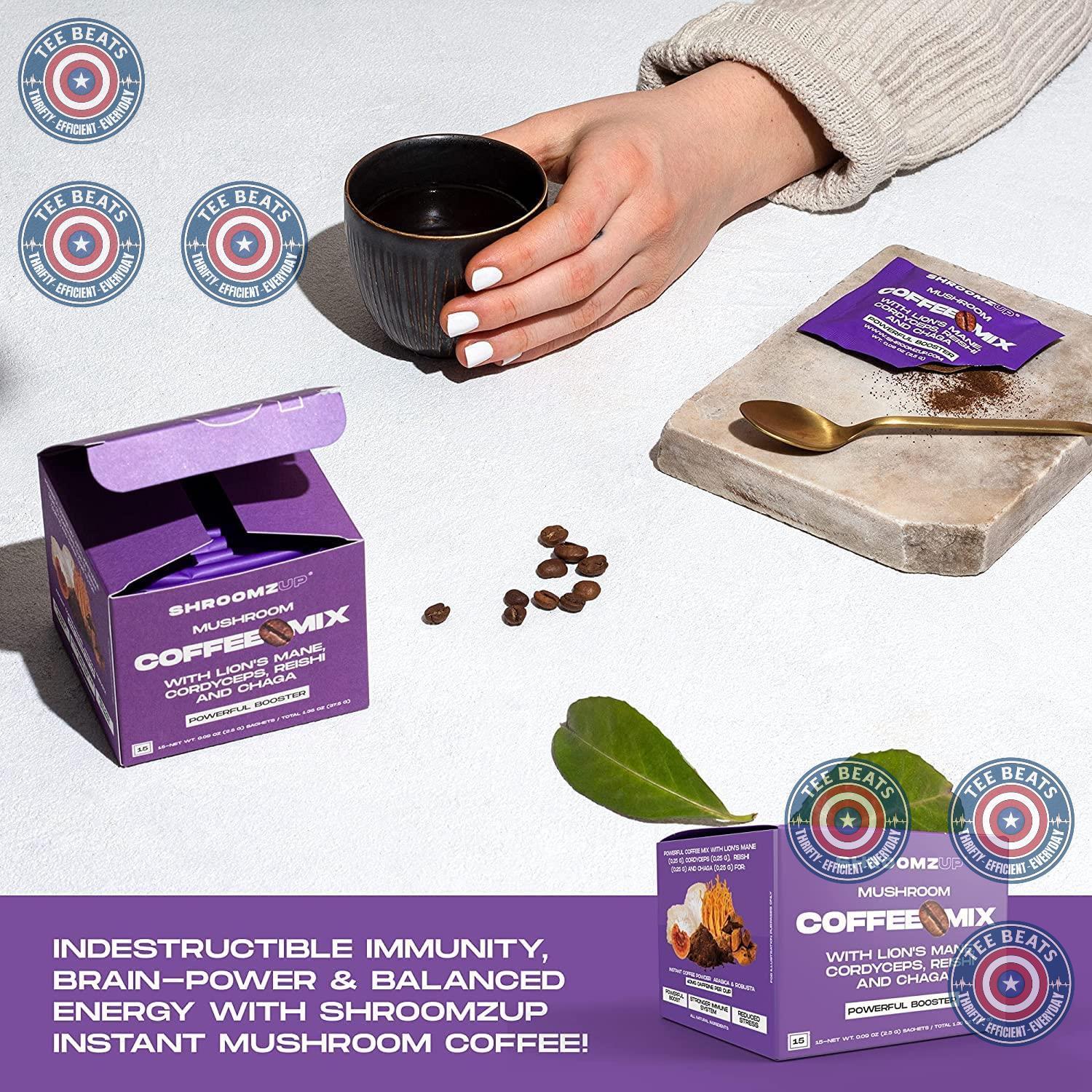 Shroomzup_Mushroom_Coffee_Instant_-_15_Single_Serve_Packets_with_4_Mushrooms_Lion’s_Mane,_Reishi_Chaga_Cordyceps_Vegan_Nootropic_for_Energy