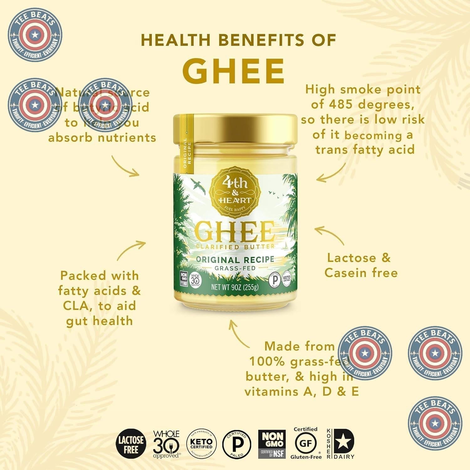 4th_&_Heart_California_Garlic_Grass-Fed_Ghee,_Clarified_Butter,_Keto,_Pasture_Raised,_Non-GMO,_Lactose_and_Casein_Free,_Certified_Paleo_(9_Ounces)