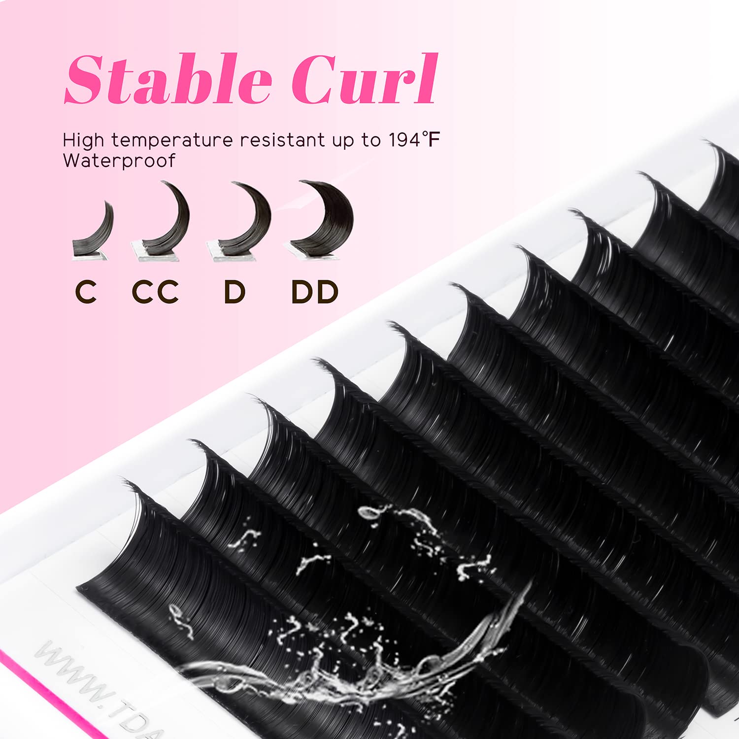 TDANCE_Easy_Fan_Lash_Extension_Rapid_Blooming_Volume_Eyelash_Extensions_C_CC_D_DD_J_B_L_Curl_0.03-0.12mm_Thickness_Easy_Fan_Volume_Lashes_Self_Fanning_Eyelashes_Extension_(D-0.07,14-19mm)_Makeup_Cosmetic