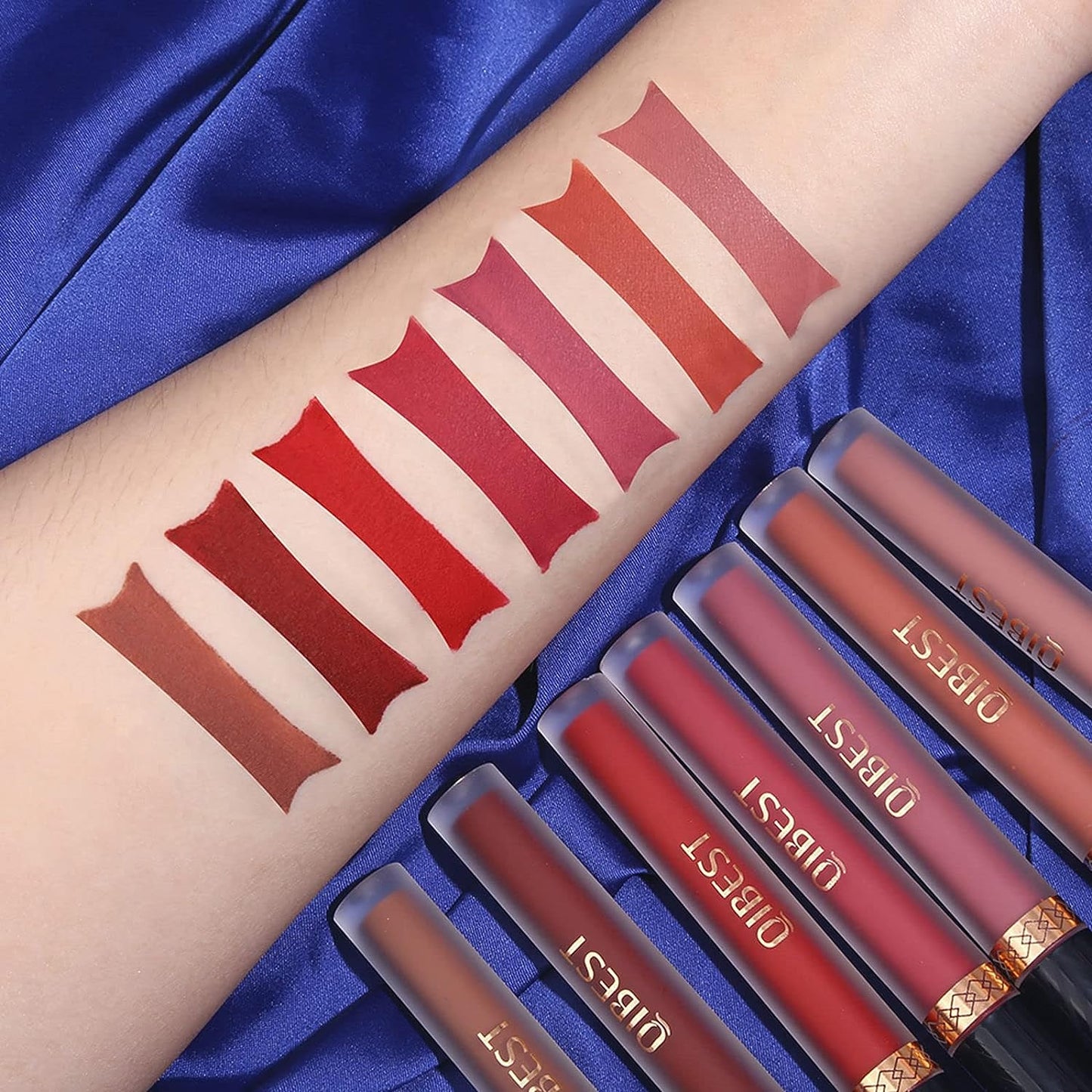 QiBest_7Pcs_Matte_Liquid_Lipstick_Set_with_Lip_Plumper,_Waterproof_and_Velvet_Lip_Makeup_Gloss_Lipgloss_Silky_Smooth_Flawless_Glossy_Lip_Care_Cosmetic